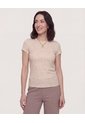 Camiseta Estampada Manga Corta  Para Mujer Beige Ostu de Ostu
