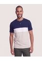 Camiseta Henley Bloques Color  Para Hombre Azul Ostu de Ostu