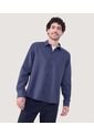Camisa Para Hombre Manga Larga Con Bolsillo Cuello Casual M Color Azul Oscuro Marca Ostu #60010794 de Ostu