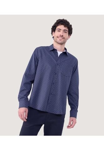 Camisa Para Hombre Manga Larga Con Bolsillo Cuello Casual M Color Azul Oscuro Marca Ostu #60010794 Ostu