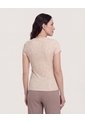 Camiseta Estampada Manga Corta  Para Mujer Beige Ostu de Ostu