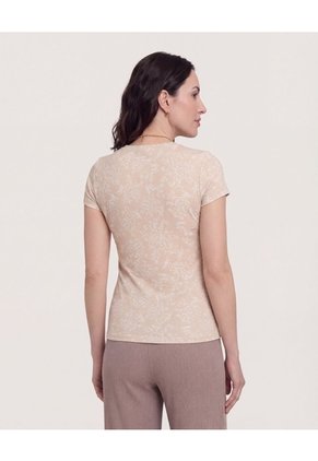 Camiseta Estampada Manga Corta  Para Mujer Beige Ostu