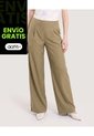 Pantalón Wide Leg Resortado  Para Mujer Verde Ostu de Ostu