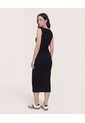 Vestido Midi Ajustado Manga Sisa  Para Mujer Negro Ostu de Ostu
