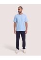 Camiseta Unicolor Texturizada  Para Hombre Azul Ostu de Ostu