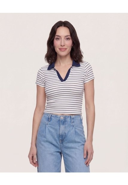 Polo Cropped  Para Mujer Azul Ostu