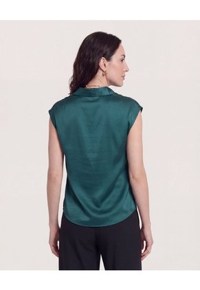 Camisa Satinada Sin Mangas Para Mujer Verde Ostu
