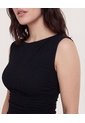 Vestido Midi Ajustado Manga Sisa  Para Mujer Negro Ostu de Ostu