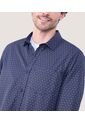 Camisa Para Hombre Manga Larga Con Bolsillo Cuello Casual M Color Azul Oscuro Marca Ostu #60010794 de Ostu
