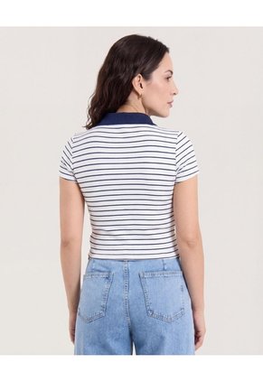 Polo Cropped Para Mujer Azul Ostu