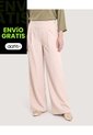 Pantalón Wide Leg Resortado  Para Mujer Beige Ostu de Ostu