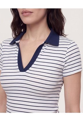 Polo Cropped Para Mujer Azul Ostu
