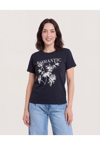 Camiseta Basica Screen  Para Mujer Negro Ostu Ostu