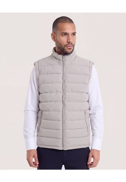Chaleco Acolchado Con Cremallera  Para Hombre Gris Ostu