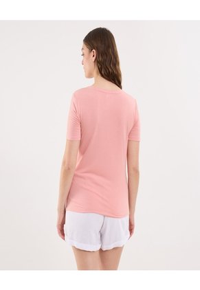 Camiseta Para Mujer Manga Corta Cuello Redondo Color Rosa Marca Ostu #40092491