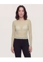Camiseta Manga Larga En Mesh  Para Mujer Verde Ostu de Ostu