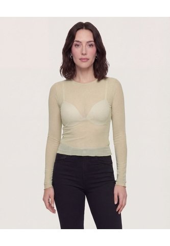 Camiseta Manga Larga En Mesh  Para Mujer Verde Ostu Ostu