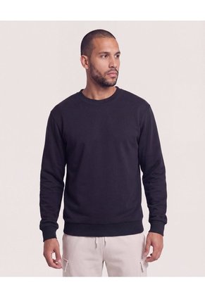 Buzo Cuello Redondo Unicolor Para Hombre Negro Ostu