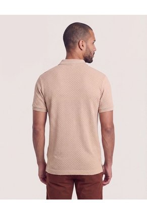 Polo Texturizada Manga Corta  Para Hombre Café Ostu