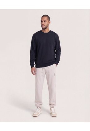 Buzo Cuello Redondo Unicolor Para Hombre Negro Ostu