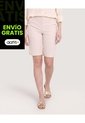 Bermuda Casual Con Bolsillos Estampada  Para Mujer Beige Ostu de Ostu