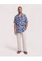 Camisa Resort Estampada  Para Hombre Azul Ostu de Ostu