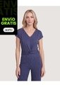 Enterizo Cuello V  Para Mujer Azul Ostu de Ostu