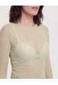 Camiseta Manga Larga En Mesh  Para Mujer Verde Ostu de Ostu