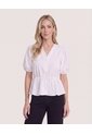 Blusa Manga Corta Texturizada  Para Mujer Blanco Ostu de Ostu