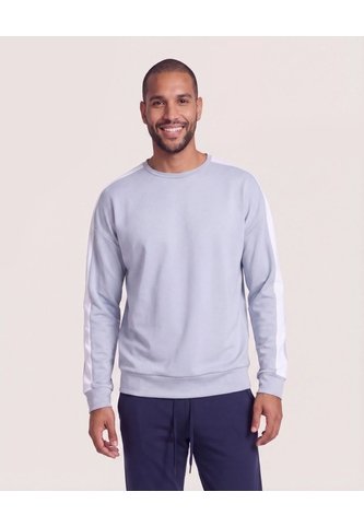Buzo Cuello Redondo Con Contrastes  Para Hombre Gris Ostu Ostu