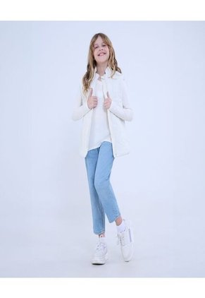 Chaleco Para Niña  Color Crema Marca Ostu #90250004