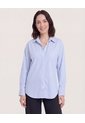 Camisa Manga Larga A Rayas  Para Mujer Azul Ostu de Ostu