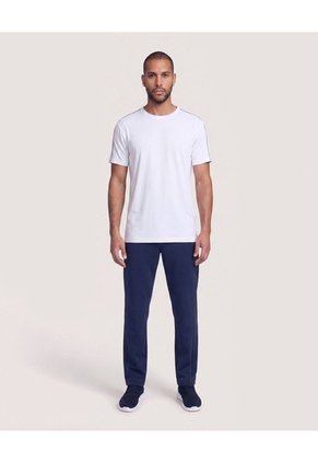 Camiseta Texturizada Contraste  Para Hombre Blanco Ostu