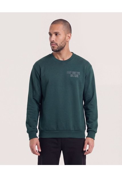 Buzo Cuello Redondo Estampado  Para Hombre Verde Ostu