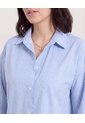 Camisa Manga Larga A Rayas  Para Mujer Azul Ostu de Ostu
