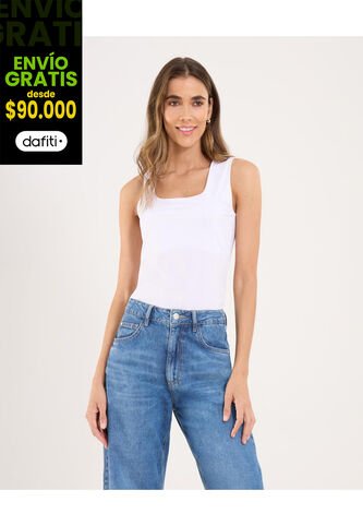 Top Para Mujer Cuello Redondo Color Blanco Marca Ostu #40220409 Ostu