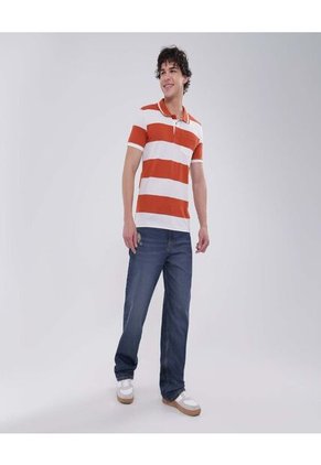 Polo Para Hombre Cuello Tejido Con Bolsillo Color Terracota Marca Ostu #60110681