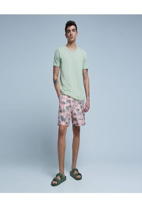 Ropa De Playa Para Hombre Pantaloneta De Baño Corta Color Rosado Marca Ostu #60270033