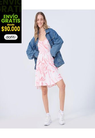 Vestido Para Mujer M/Sisa Medio Color Coral Marca Ostu #40170308 Ostu