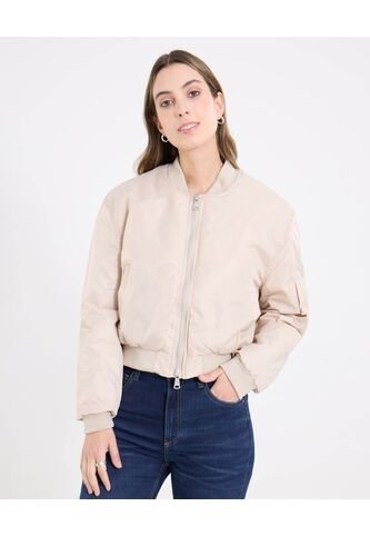 Chaqueta  Para Mujer Bomber Color Beige Marca Ostu #40080217 Ostu