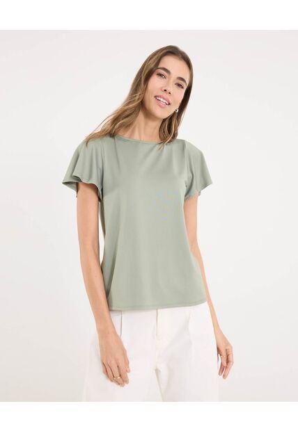 Camiseta Para Mujer Manga Corta Cuello Redondo Color Verde Marca Ostu #40092568