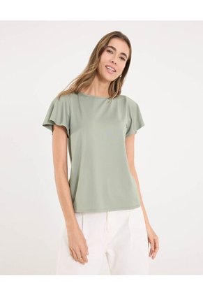 Camiseta Para Mujer Manga Corta Cuello Redondo Color Verde Marca Ostu #40092568