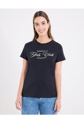Camiseta  Para Mujer Manga Corta Cuello Redondo Color Negro Marca Ostu #40092614