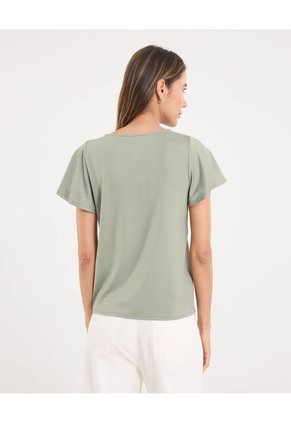 Camiseta Para Mujer Manga Corta Cuello Redondo Color Verde Marca Ostu #40092568