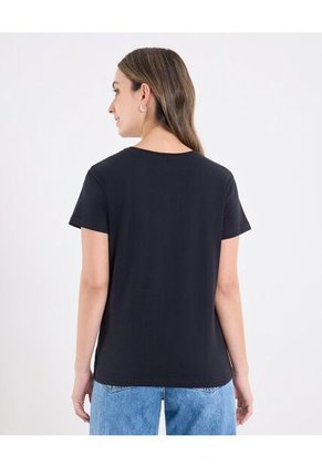 Camiseta  Para Mujer Manga Corta Cuello Redondo Color Negro Marca Ostu #40092614