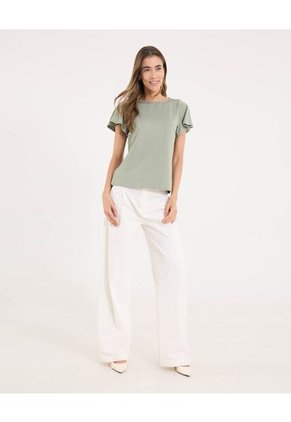 Camiseta Para Mujer Manga Corta Cuello Redondo Color Verde Marca Ostu #40092568