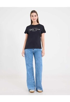 Camiseta  Para Mujer Manga Corta Cuello Redondo Color Negro Marca Ostu #40092614