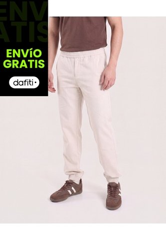 Jogger Plano Texturizado  Para Hombre Beige Ostu Ostu