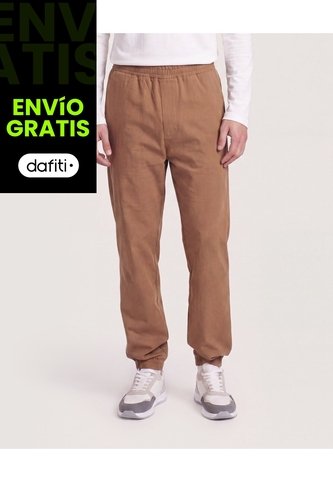 Jogger Plano Texturizado  Para Hombre Café Ostu Ostu