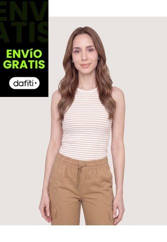 Tank Top Cuello Redondo  Para Mujer Blanco Ostu Ostu